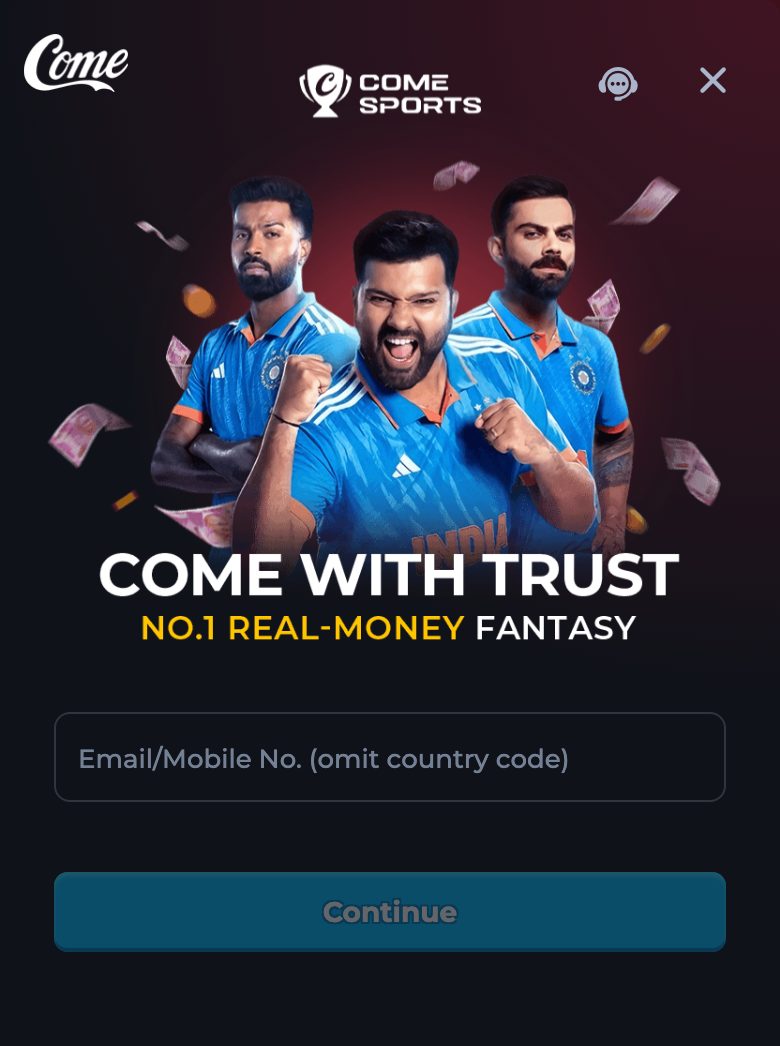 Channel login. The field reads Email/Mobile No. (omit country code), and the button says Continue.